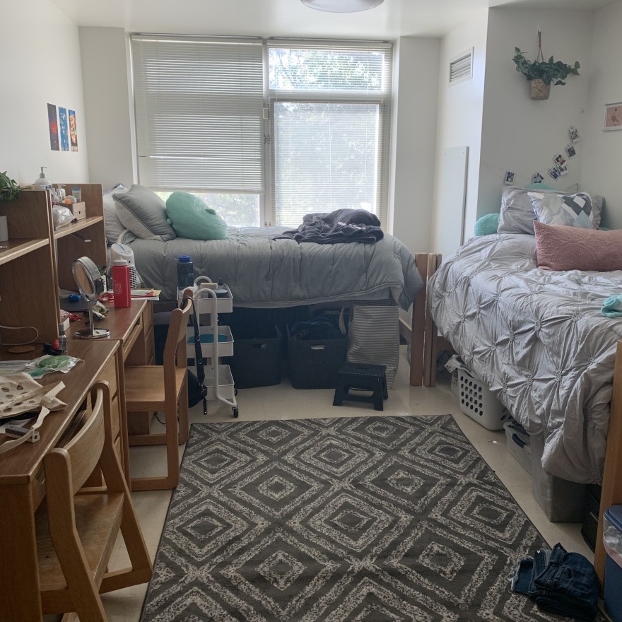 The interior of a dorm room