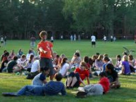 Students on the Mac field