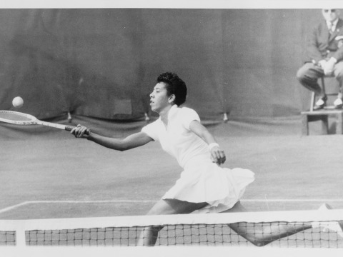 Althea Gibson playing tennis