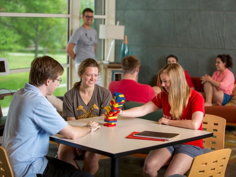 Students sitting together in the wellness center