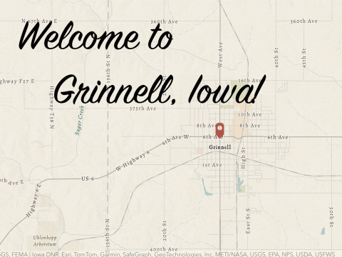 Map showing Grinnell's location in Iowa