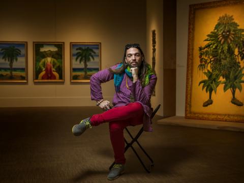 Fredo Rivera in Hatian art gallery